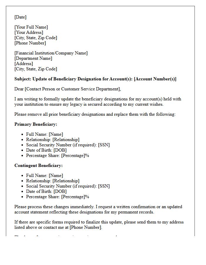 Securing Your Legacy Beneficiary Update Letter