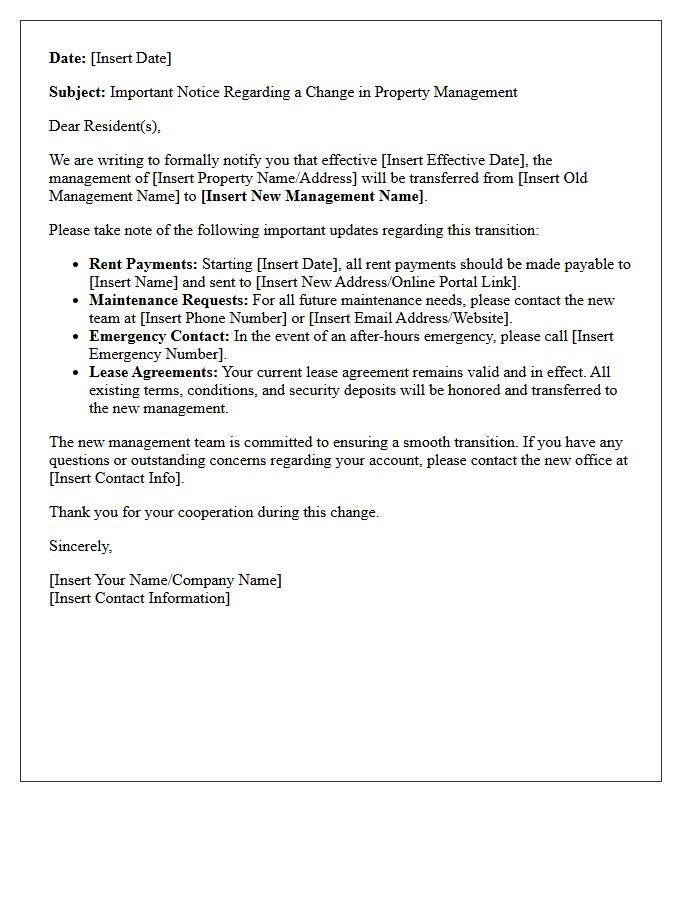 Important Letter Regarding Property Management Change