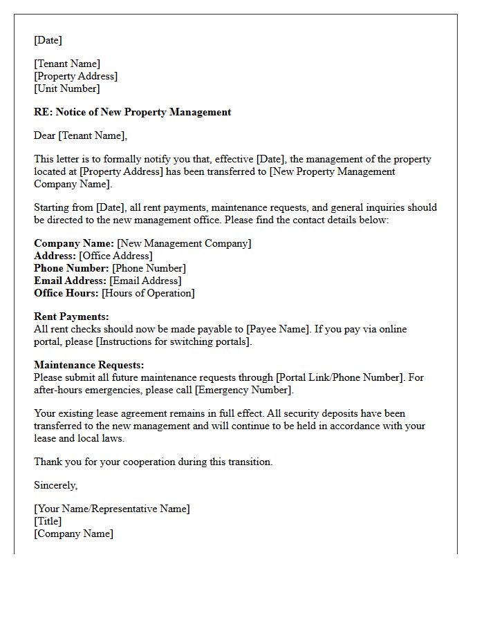 Official Letter Regarding New Property Management