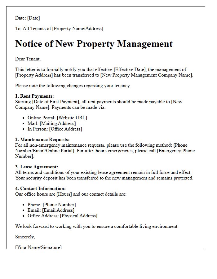 Tenant Notification Letter for New Property Management