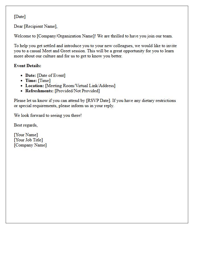 Meet And Greet Invitation Welcome Letter