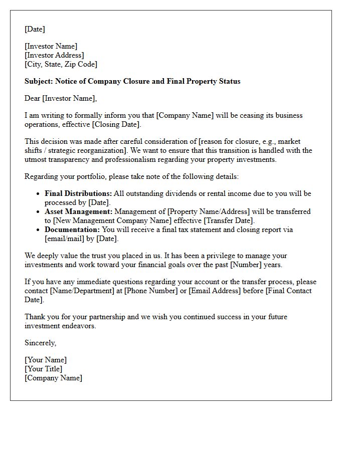 Company Closure Farewell Letter To Property Investors