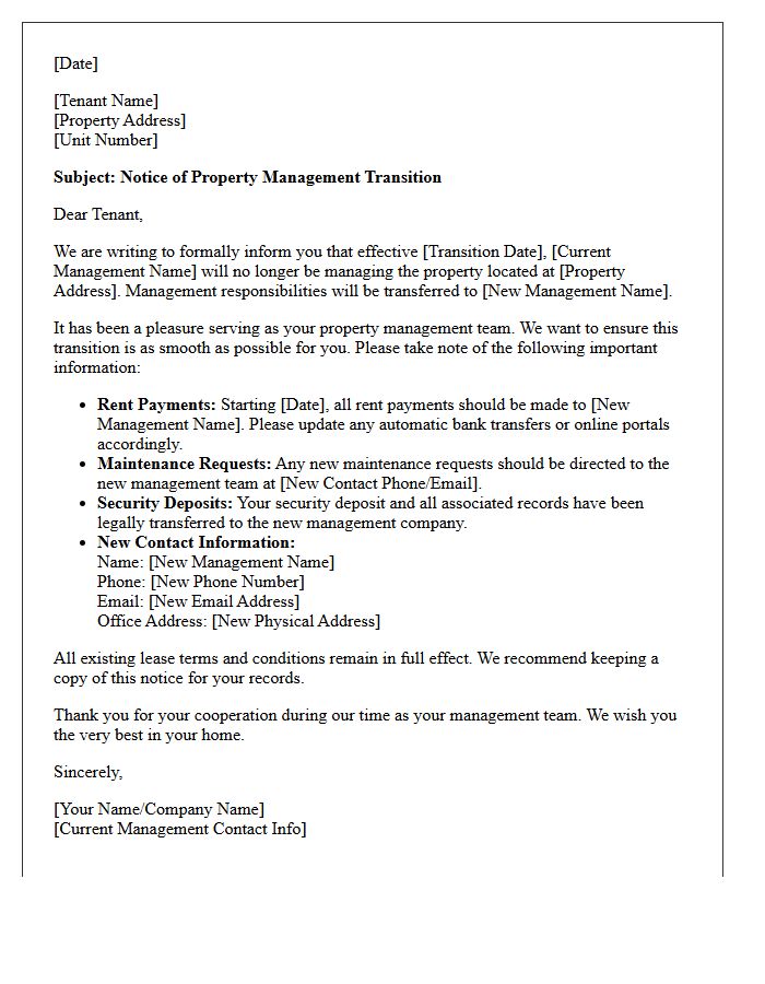 Farewell Letter To Tenants Regarding Property Management Transition