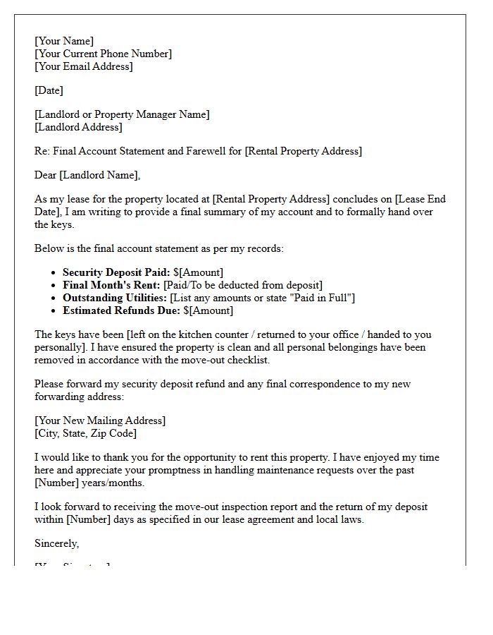 Final Account Statement And Farewell Letter To Landlords
