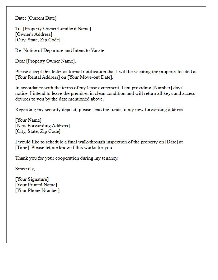 Notice Of Departure Letter To Property Owners