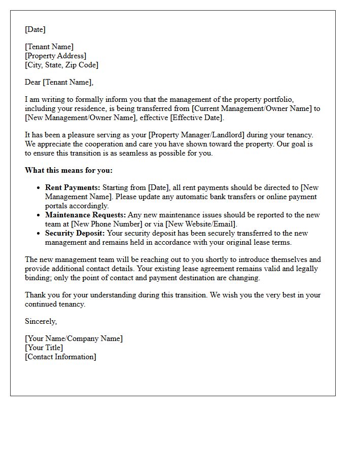 Property Portfolio Transfer Farewell Letter