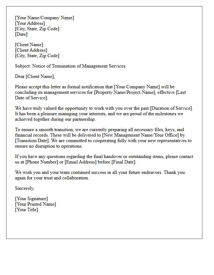 Termination Of Management Services Farewell Letter