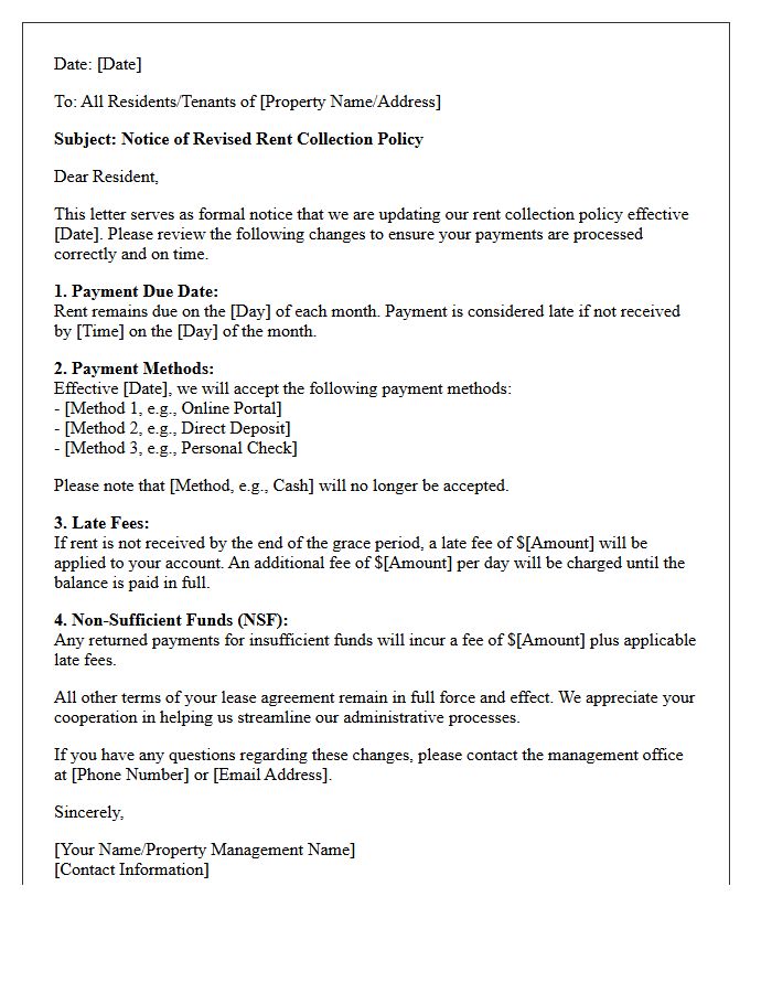 Revised Rent Collection Policy Letter