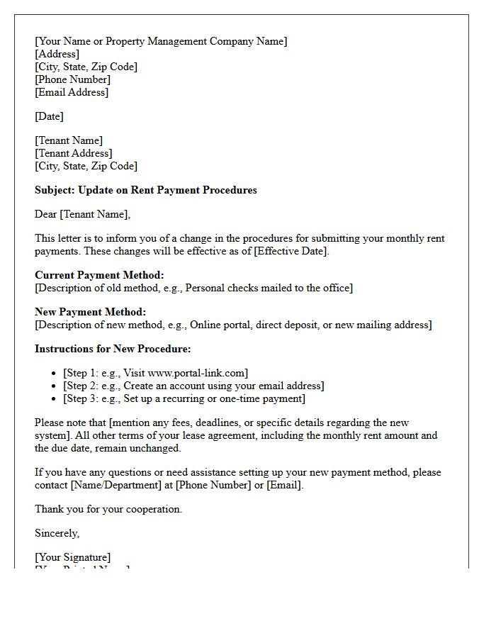 Update on Rent Payment Procedures Letter