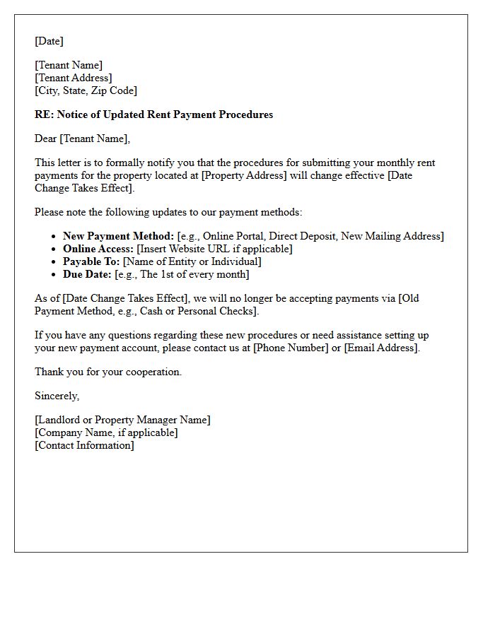 Updated Rent Payment Procedures Letter
