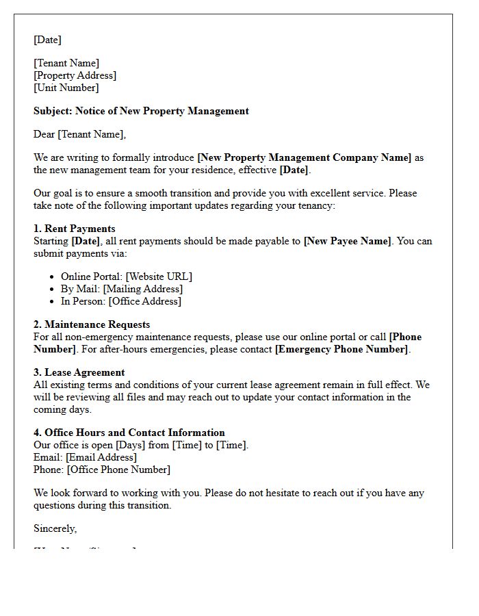 Letter of Introduction for New Property Management