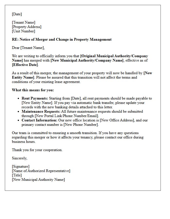 Municipal Authority Property Management Merger Letter