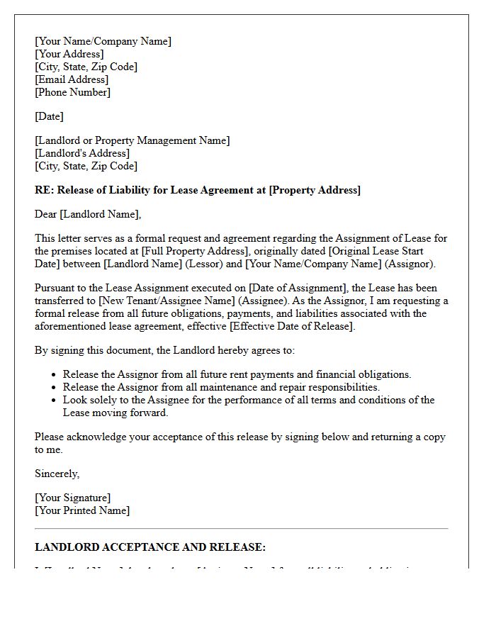 Assignor Release of Lease Liability Letter