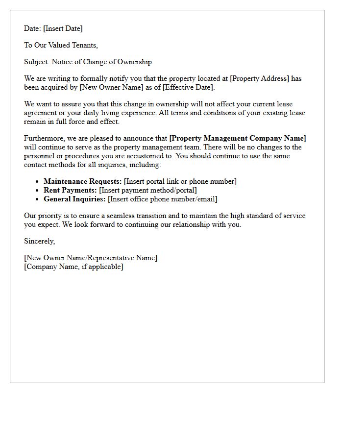 Letter Announcing New Ownership With Uninterrupted Property Management