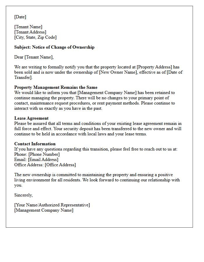 Letter of Introduction for New Property Owner With Retained Management