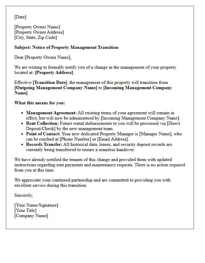 Property Owner Management Transition Letter