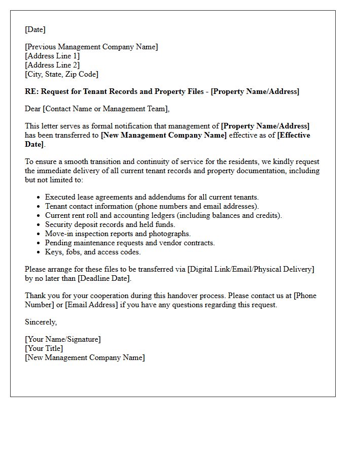 Letter of Request for Current Tenant Records Following Management Change
