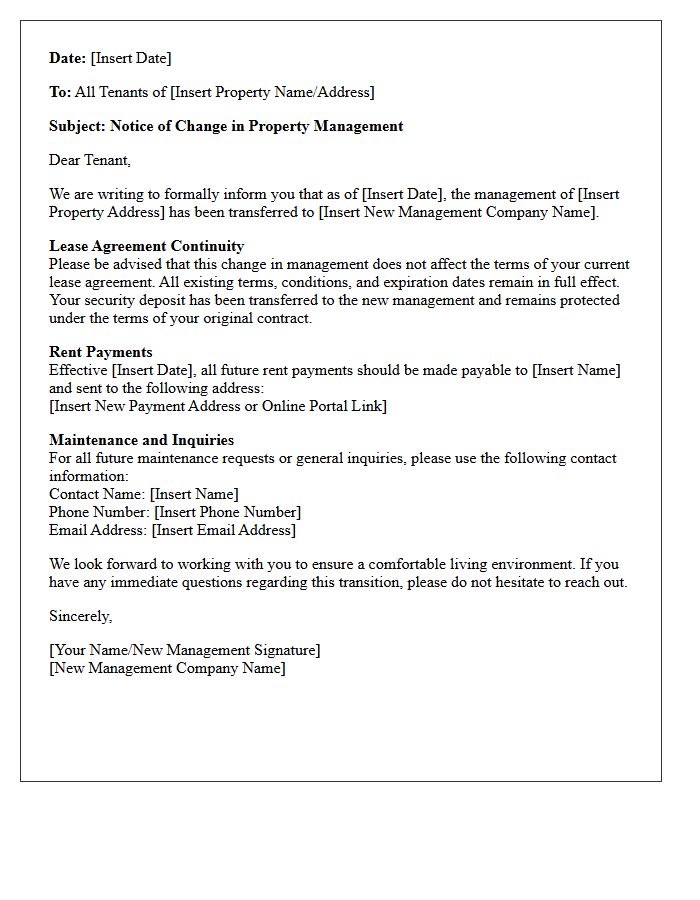 Letter Informing Tenants of Lease Continuation Under New Property Management