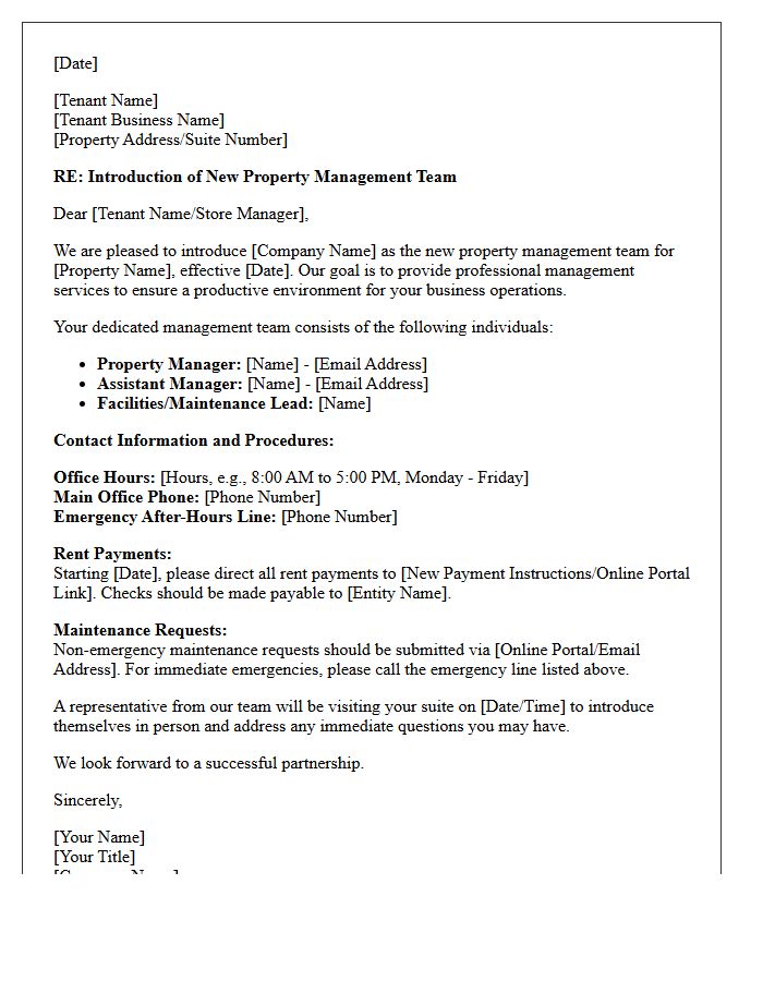Commercial Property Management Team Introduction Letter