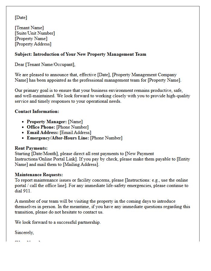 Letter of Introduction: Your New Commercial Property Management Professionals