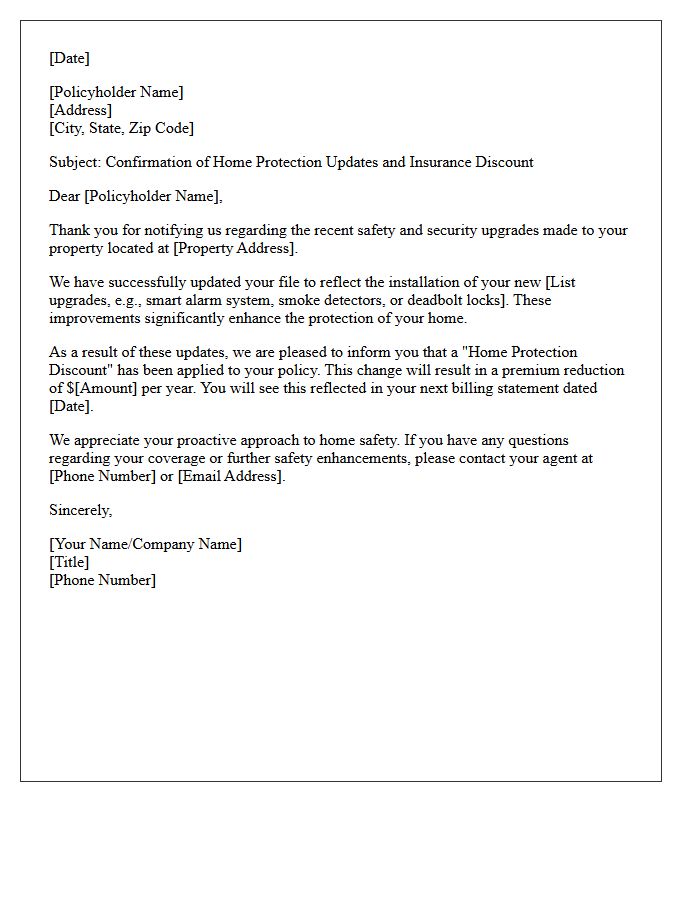 Home Protection Update And Insurance Discount Thank You Letter