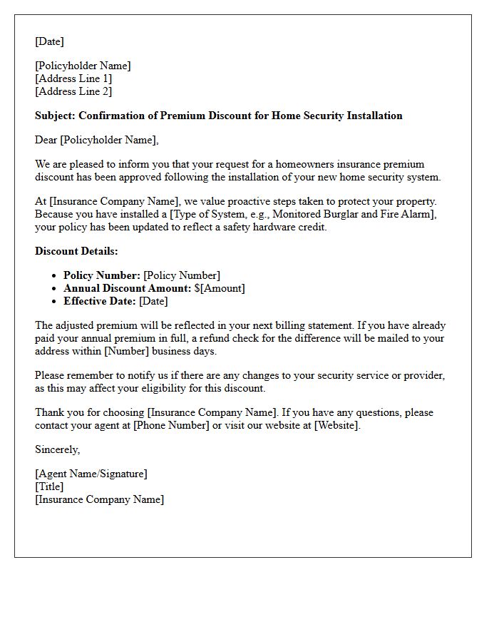 Premium Discount Letter For Home Security System Installation