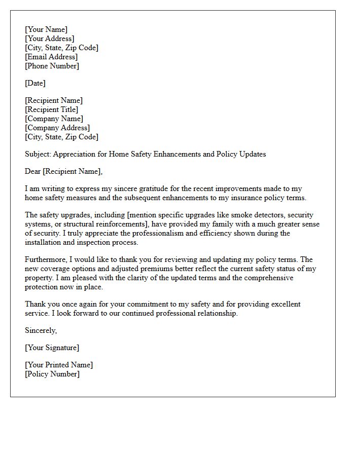 Thank You Letter For Enhancing Home Safety And Policy Terms