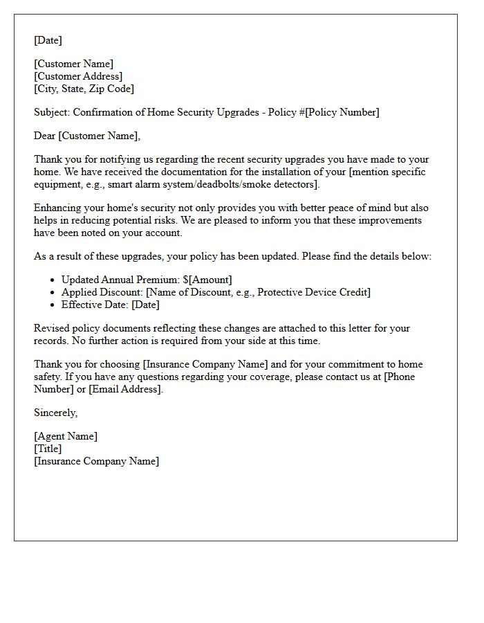 Thank You Letter For Upgrading Your Home Insurance Security