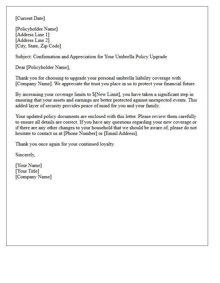 Appreciation Letter for Choosing to Upgrade Your Umbrella Coverage