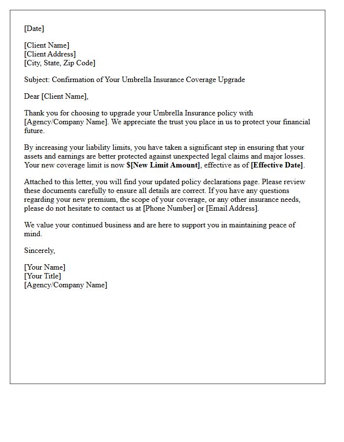 Thank You Letter for Upgrading Your Umbrella Insurance Coverage