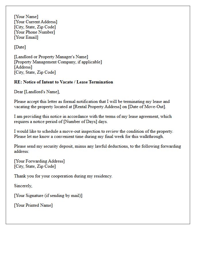 Notice of Lease Termination Letter