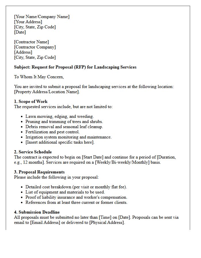 Landscaping Services Request for Proposal Letter