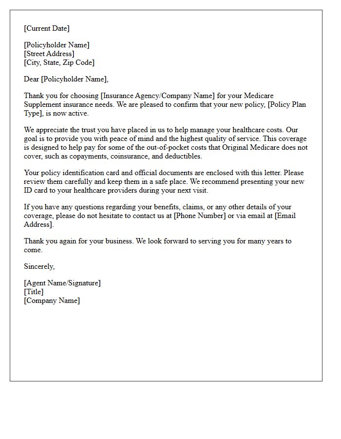 Gratitude Letter For Your New Medicare Supplement Policy Purchase