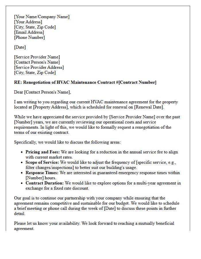 HVAC Maintenance Contract Renegotiation Letter