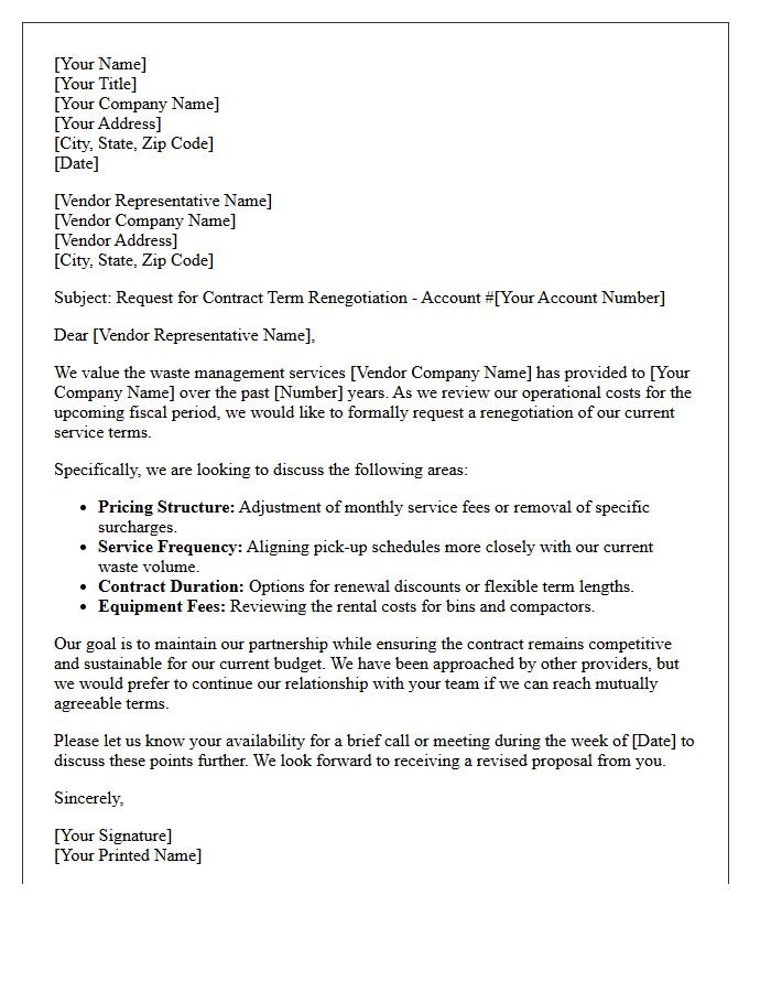 Waste Management Vendor Term Renegotiation Letter