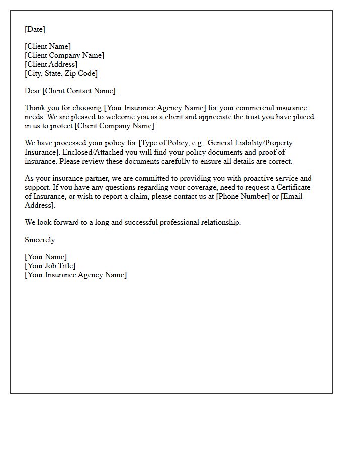 Thank You Letter for Choosing Our Commercial Insurance Services