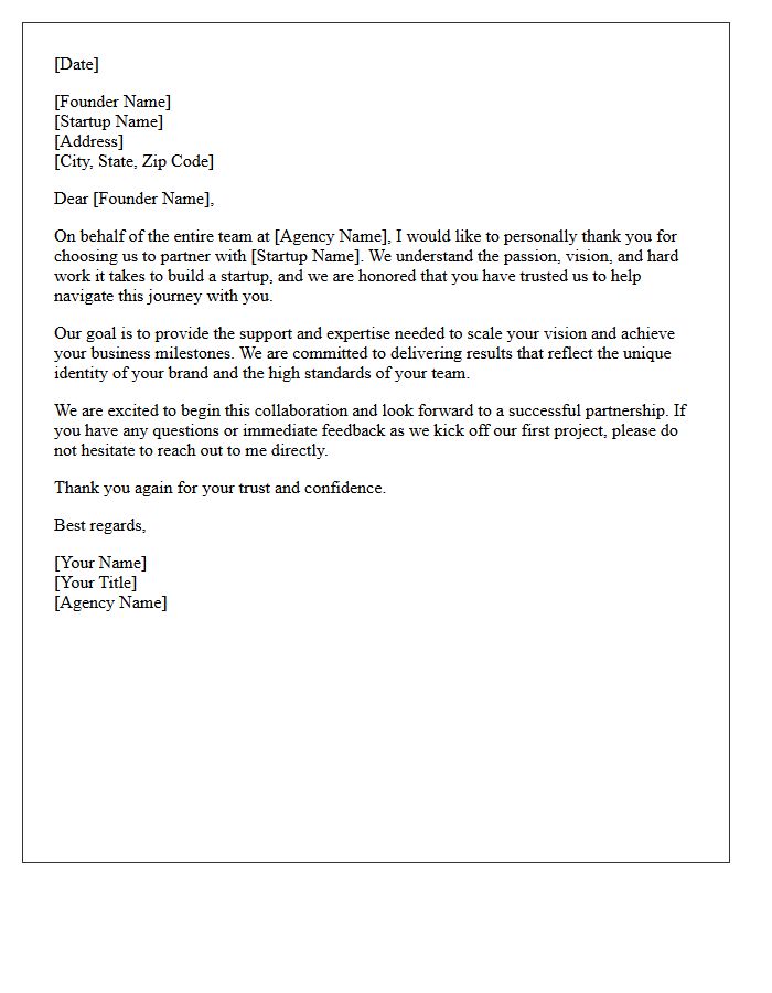 Thank You Letter for Trusting Our Agency with Your Startup
