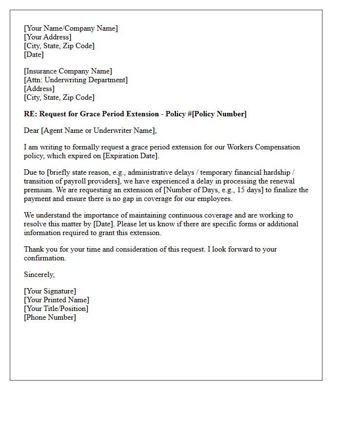 Grace Period Extension for Expired Workers Compensation Policy Letter