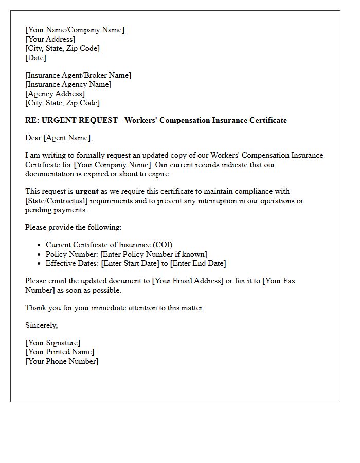 Urgent Request for Updated Workers Compensation Policy Letter
