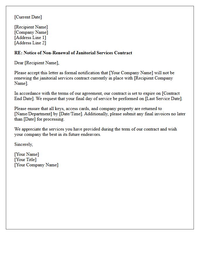 Janitorial Services Contract Expiration And Non-Renewal Letter