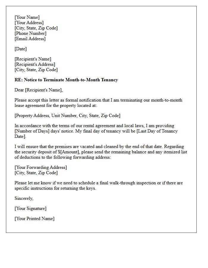 Month-to-Month Tenancy Termination Letter