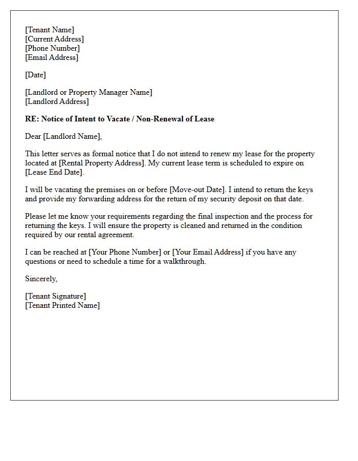 Tenant Initiated Non-Renewal Lease Termination Letter