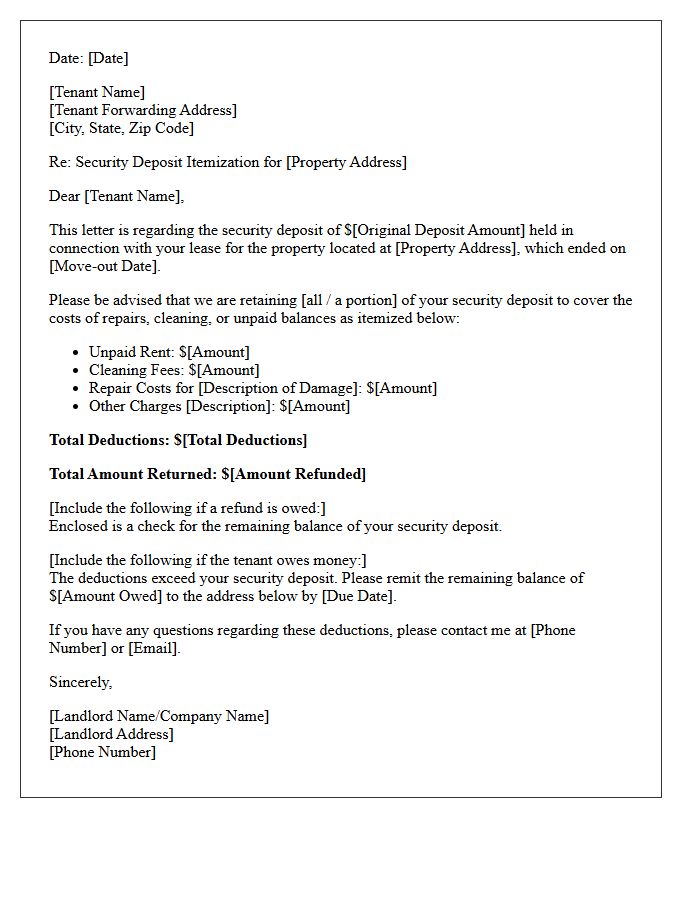 Lease Termination Security Deposit Retention Letter