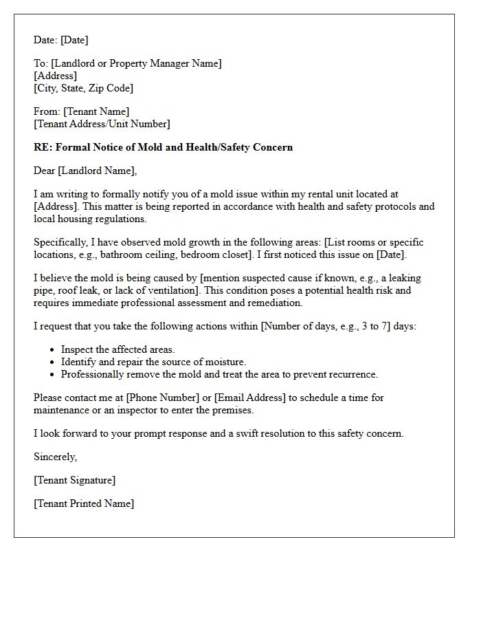 Tenant Health and Safety Mold Protocol Letter