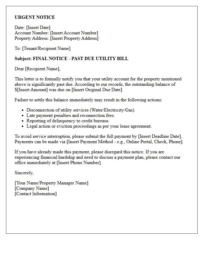 Urgent Letter Regarding Past Due Property Utilities