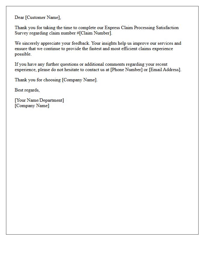 Express Claim Processing Satisfaction Survey Thank You Letter
