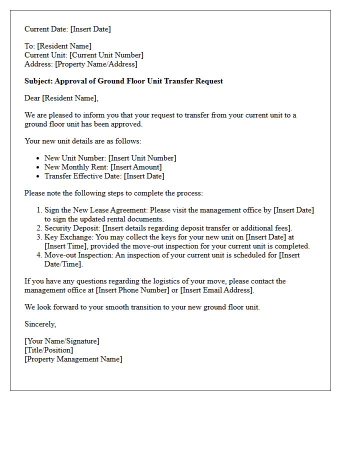 Approval Letter for Ground Floor Unit Transfer Request