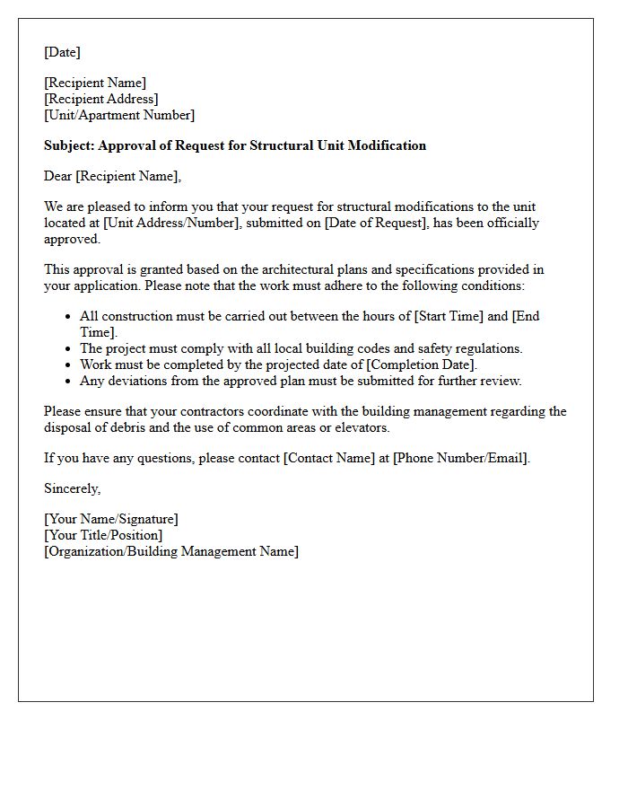 Approval Letter for Structural Unit Modification Request