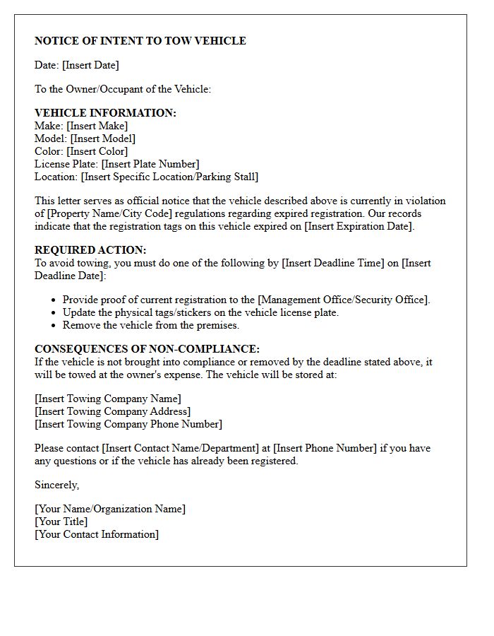 Expired Registration Towing Intent Letter