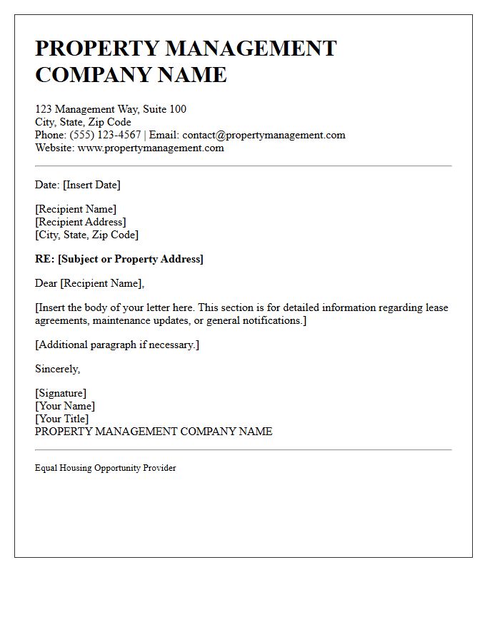 Property Management Company Letterhead